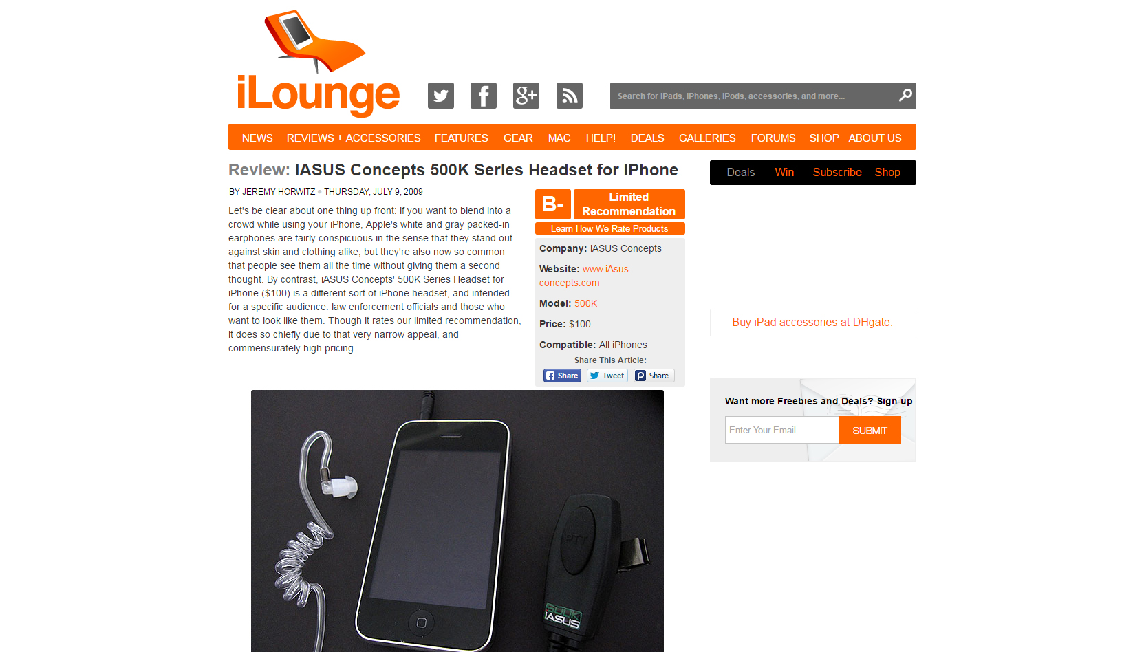PRESS RELEASE: 500K Headset on iLounge