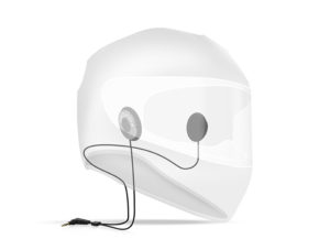 helmet speakers inside a transparent helmet